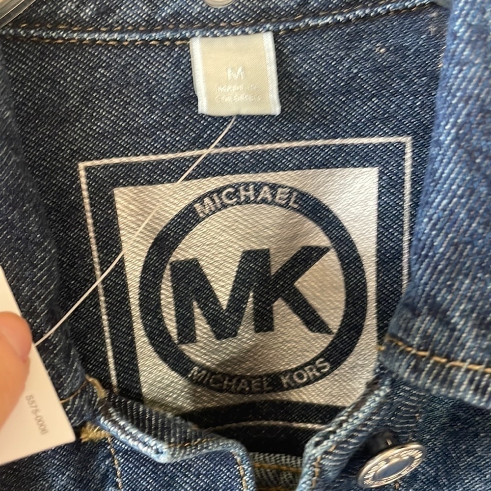 Brand New Michael Kors Admiral Blue Denim Button Up Jean Jacket - Picture 5 of 16